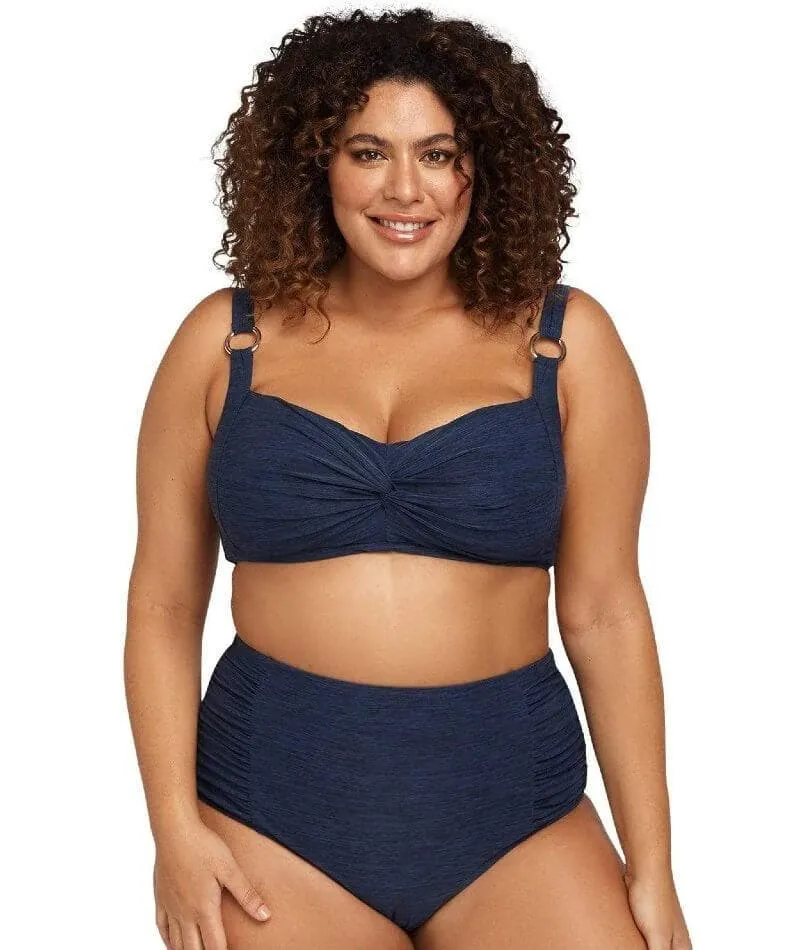 Artesands Melange Botticelli Twist Front C-DD Cup Bikini Top - Navy