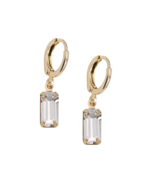 Baguette Gem Huggie Earrings Clear