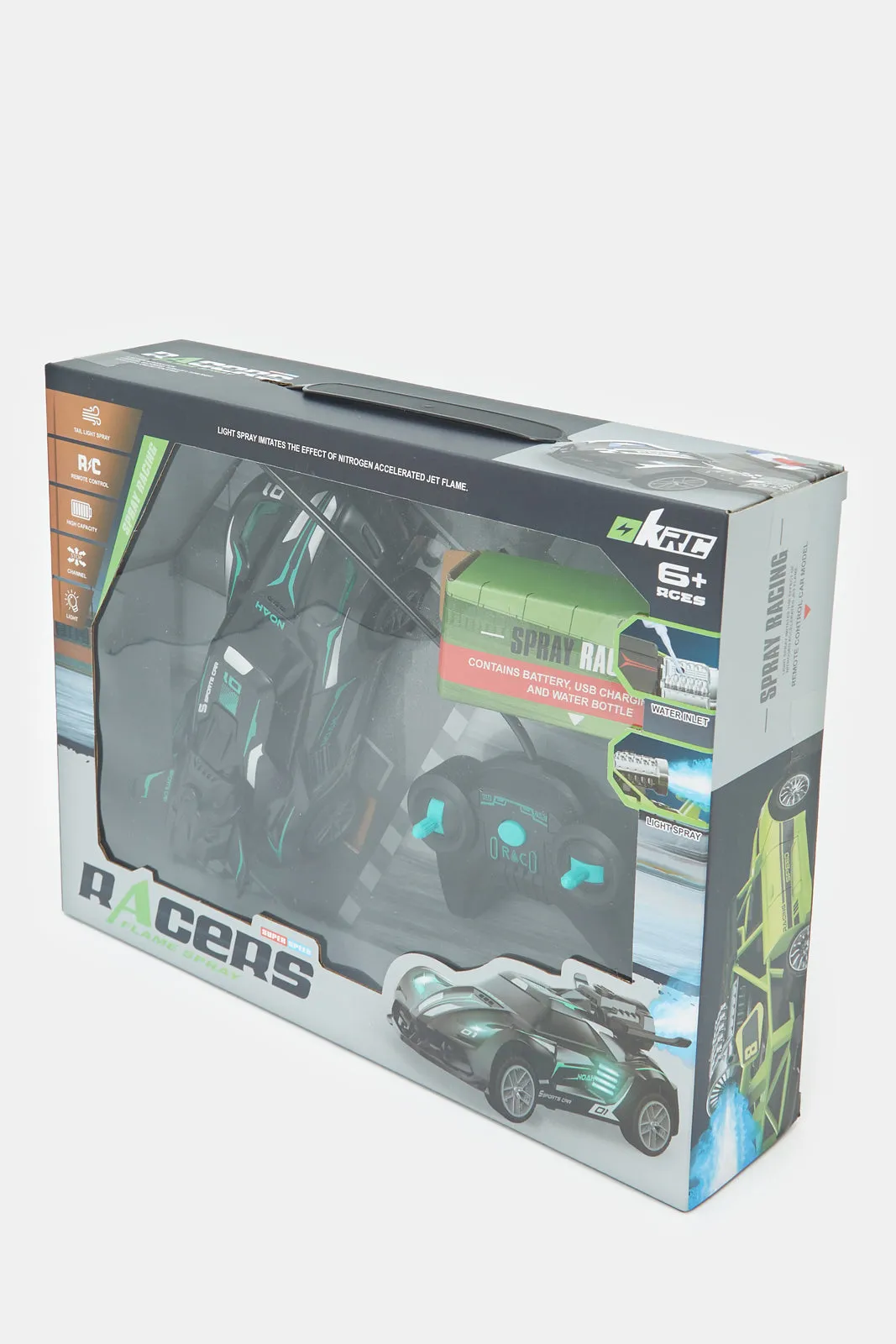 Boys Black Racers RC Car With Remote Control (2 Piece)