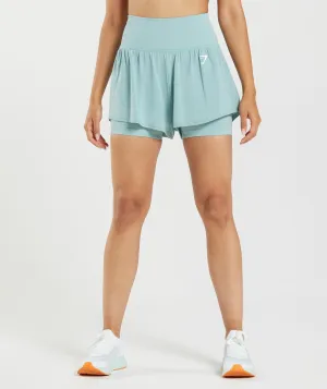Gymshark Vital Seamless 2.0 2-in-1 Shorts - Pearl Blue Marl