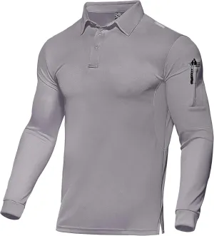 Haimont Men's Performance Dry Fit Polo Shirt Short and Long Sleeve Golf Collared T-Shirts for Tactical Outdoor Hiking
