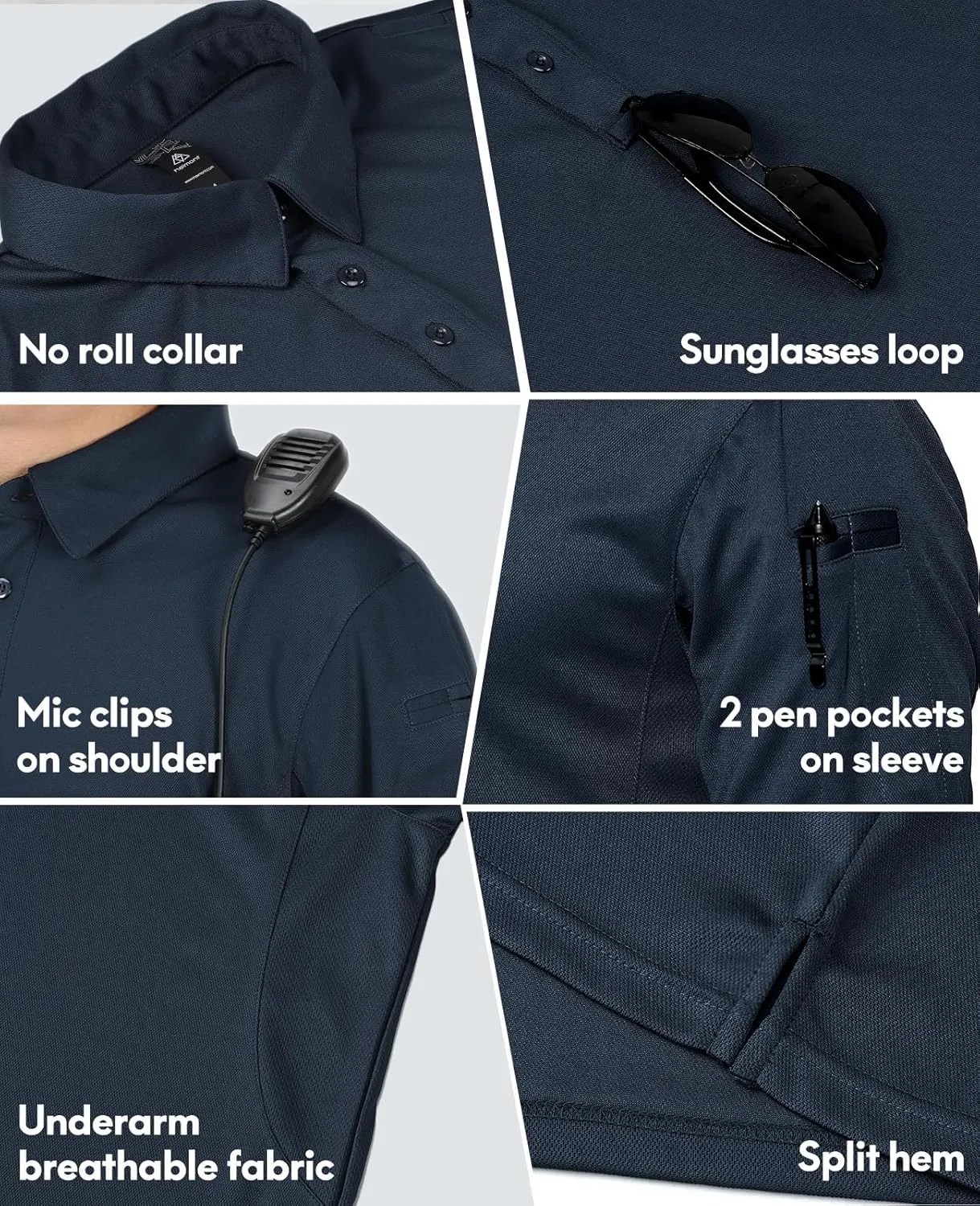 Haimont Men's Performance Dry Fit Polo Shirt Short and Long Sleeve Golf Collared T-Shirts for Tactical Outdoor Hiking