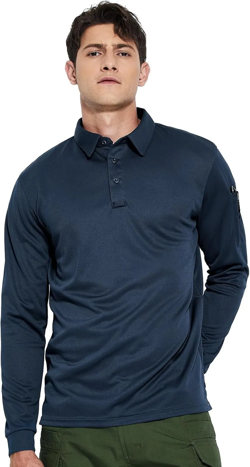 Haimont Men's Performance Dry Fit Polo Shirt Short and Long Sleeve Golf Collared T-Shirts for Tactical Outdoor Hiking