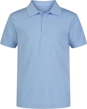 IZOD Boys' School Uniform Short Sleeve Polo Shirt, Button Closure, Moisture Wicking Performance Material