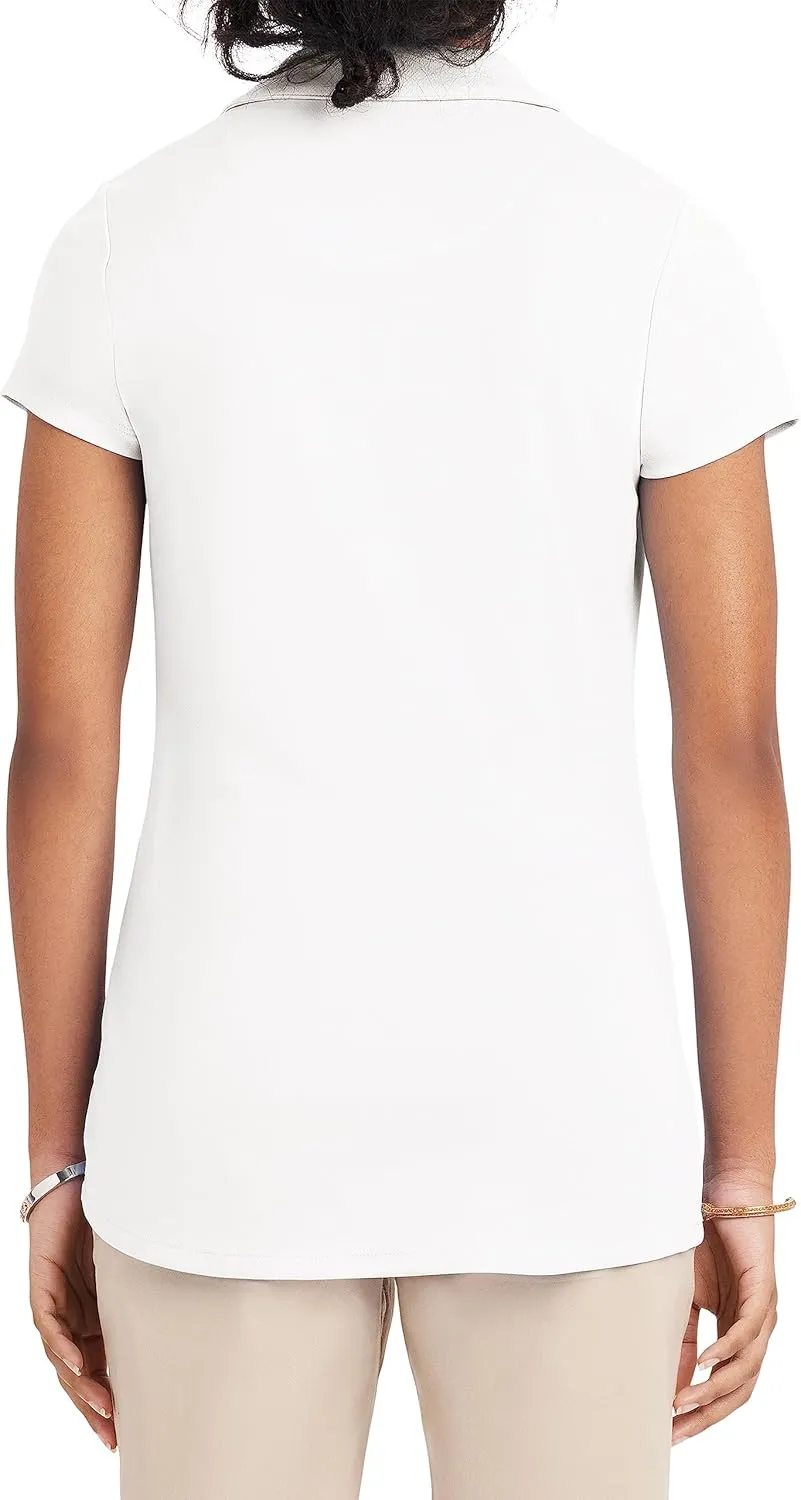 IZOD Juniors Uniform Short Sleeve Polo Shirt, Button Closure, Moisture Wicking Performance Material & Fade Resistant