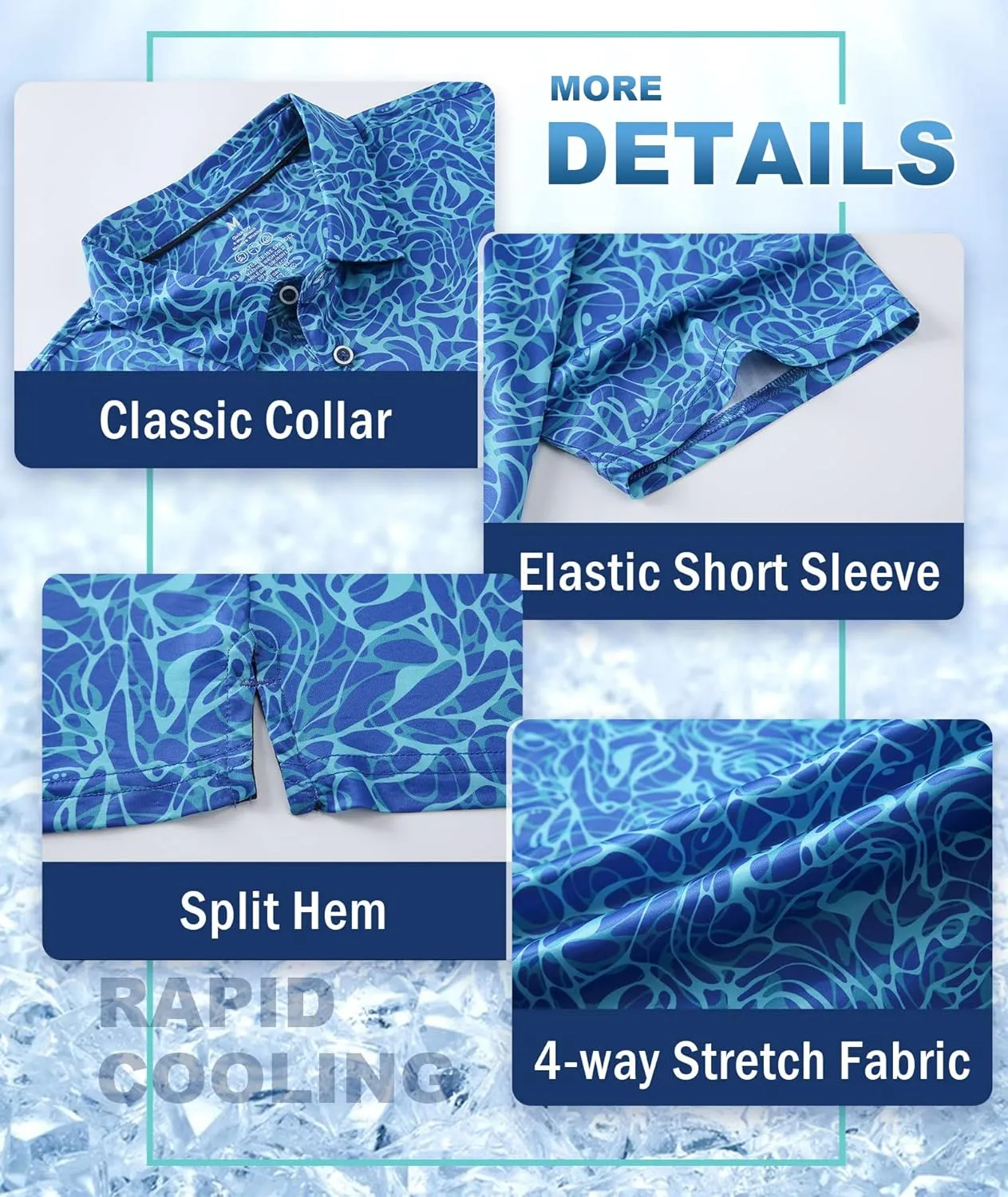 Mens Golf Shirts Short Sleeve Moisture Wicking Dry Fit Performance Athletic Polo Shirt