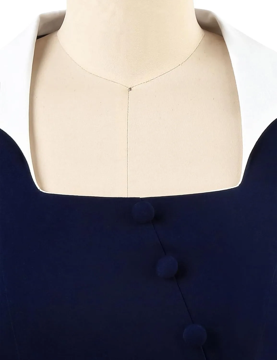 MUXXN Women's 50s Retro Casual Swing Midi Dress 3/4 Sleeve Square A Line Neck Vintage Cocktail Wedding Guest Bodycon Prom