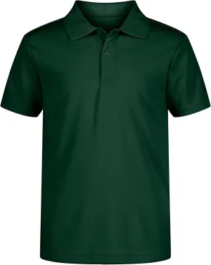 Nautica Boys' School Uniform Short Sleeve Polo Shirt, Button Closure, Moisture Wicking Performance Material