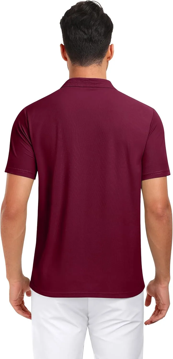 PEGENO Mens Polo Shirts Short Sleeve Golf Shirts Moisture Wicking Athletic Casual Polo Shirts
