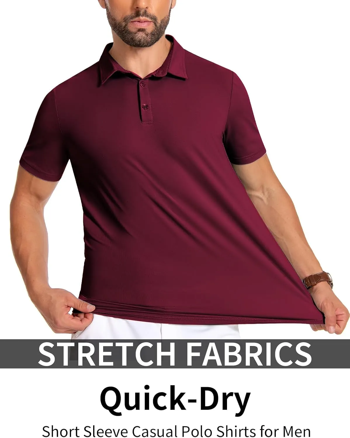 PEGENO Mens Polo Shirts Short Sleeve Golf Shirts Moisture Wicking Athletic Casual Polo Shirts