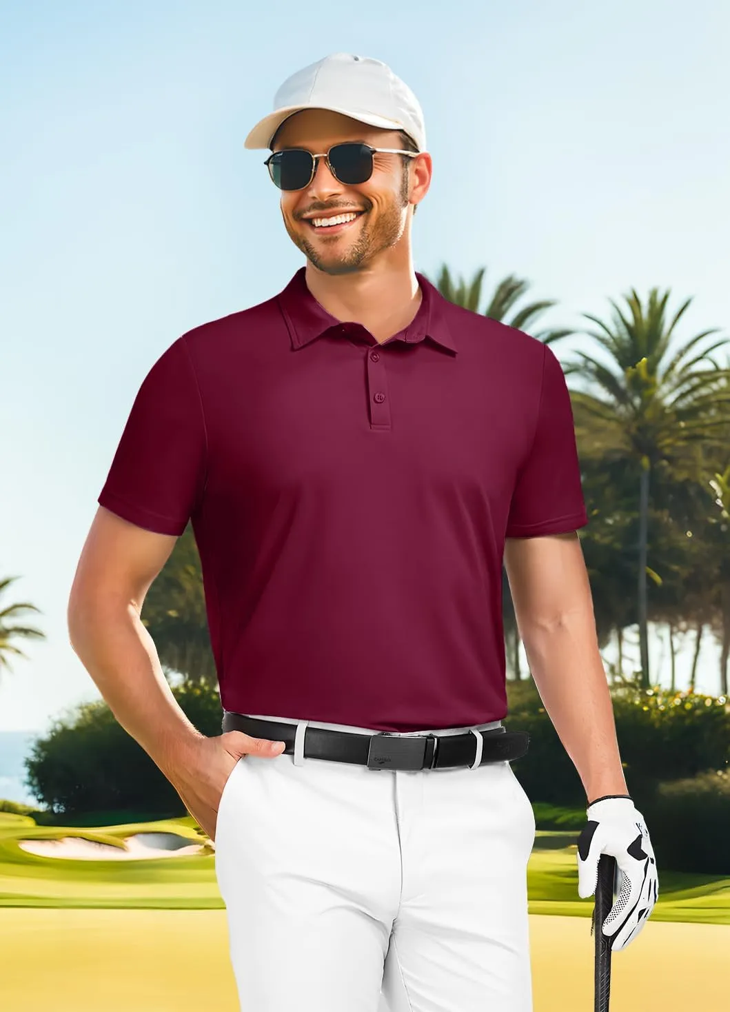 PEGENO Mens Polo Shirts Short Sleeve Golf Shirts Moisture Wicking Athletic Casual Polo Shirts