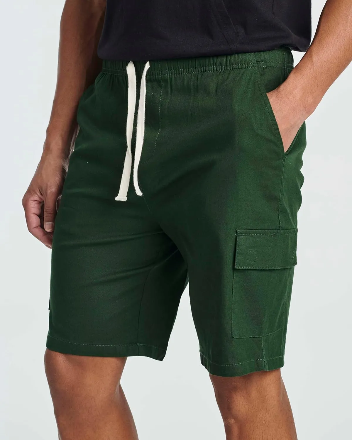 Real Essentials 3 Pack: Men's 9" Elastic Waistband Cargo Short with Drawstring