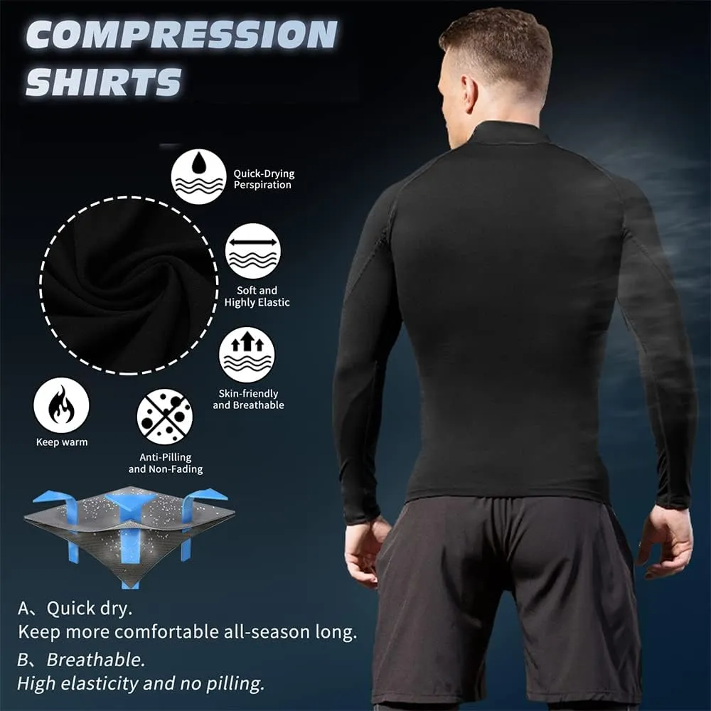 SPVISE 1 or 3 Pack Men's Compression Shirts Long Sleeve Workout Gym T-Shirt Running Top Cool Dry Sports Baselayer Undershirts