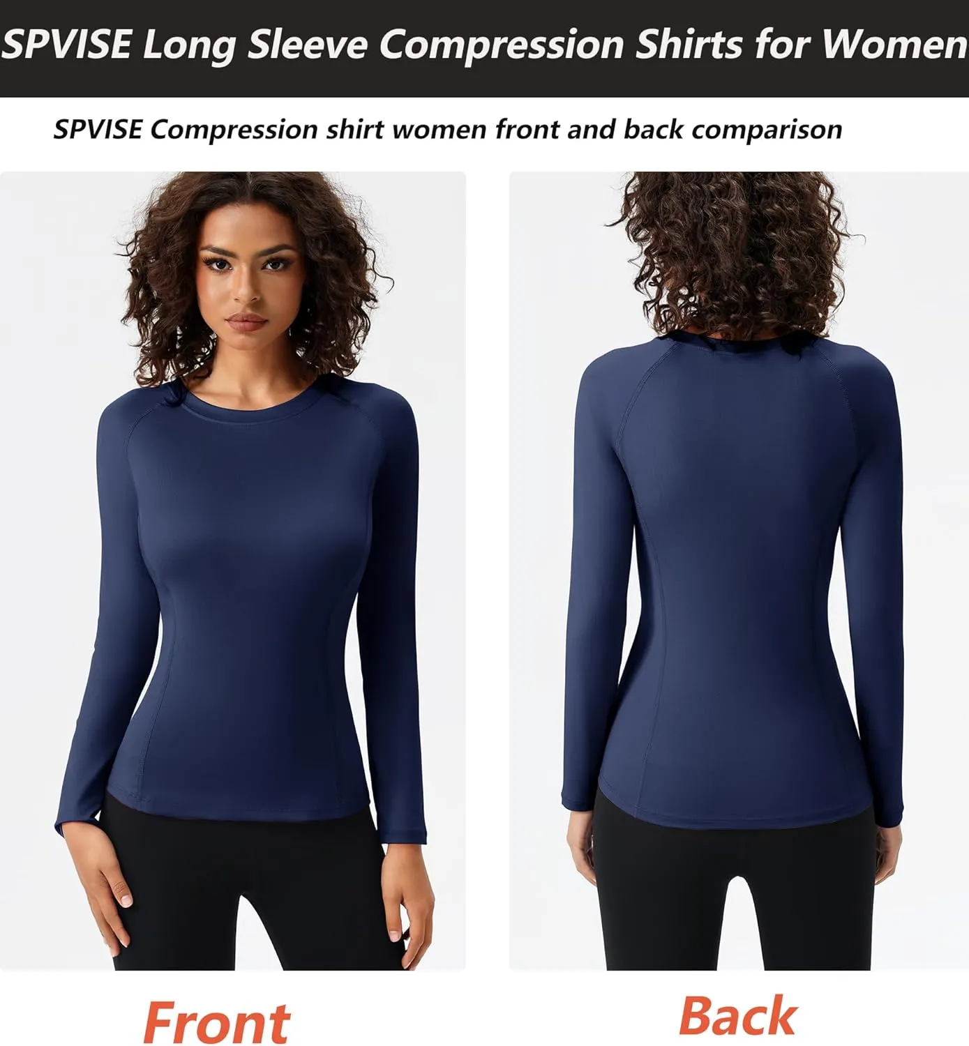 SPVISE Long Sleeve Compression Shirts for Women Workout Tops Cool Dry Breathable Yoga Running Hiking T-Shirt Fitted Basic Top