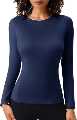 SPVISE Long Sleeve Compression Shirts for Women Workout Tops Cool Dry Breathable Yoga Running Hiking T-Shirt Fitted Basic Top