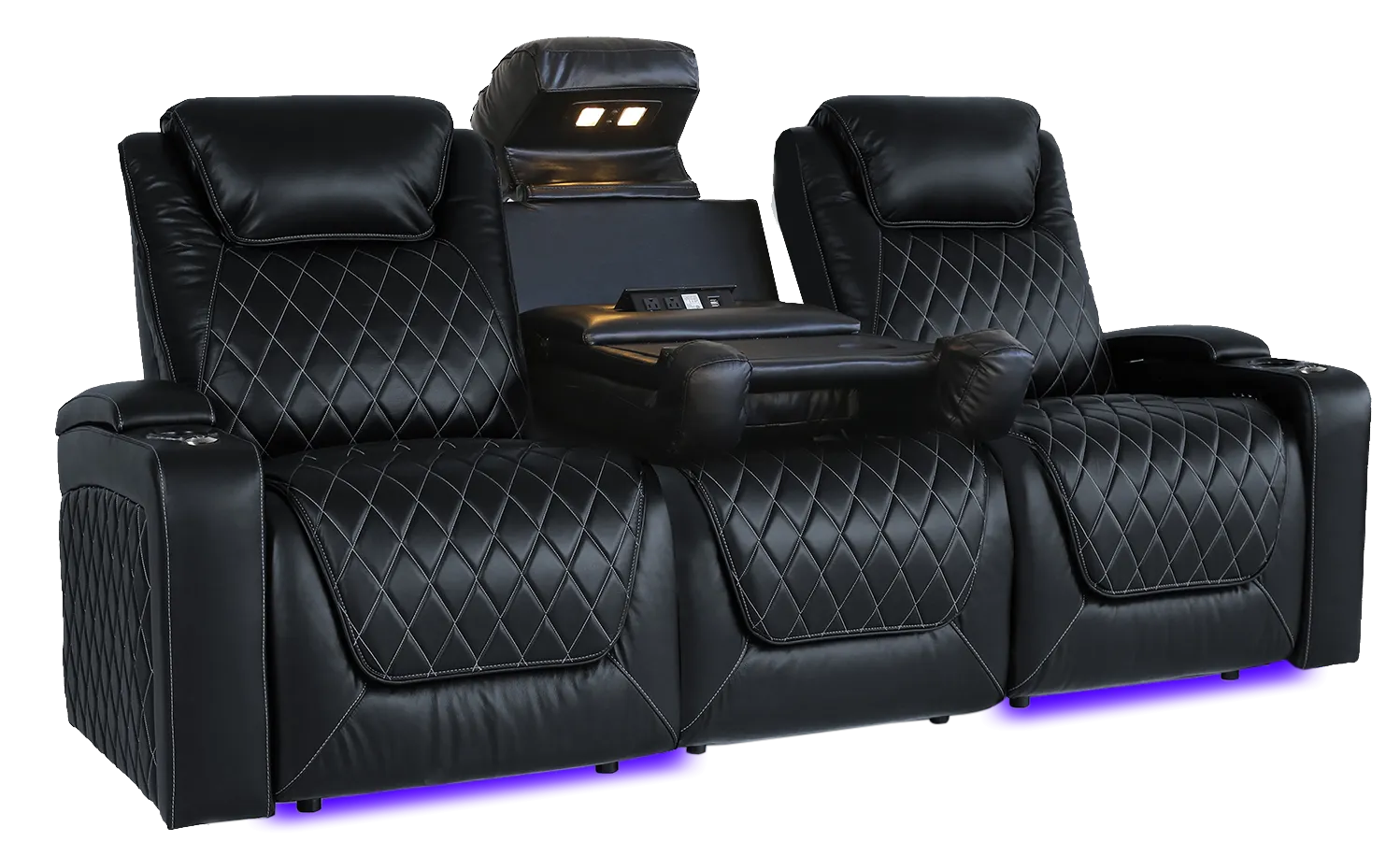 Valencia Tuscany Luxury Leather Home Theater Seating Row of 4, Onyx