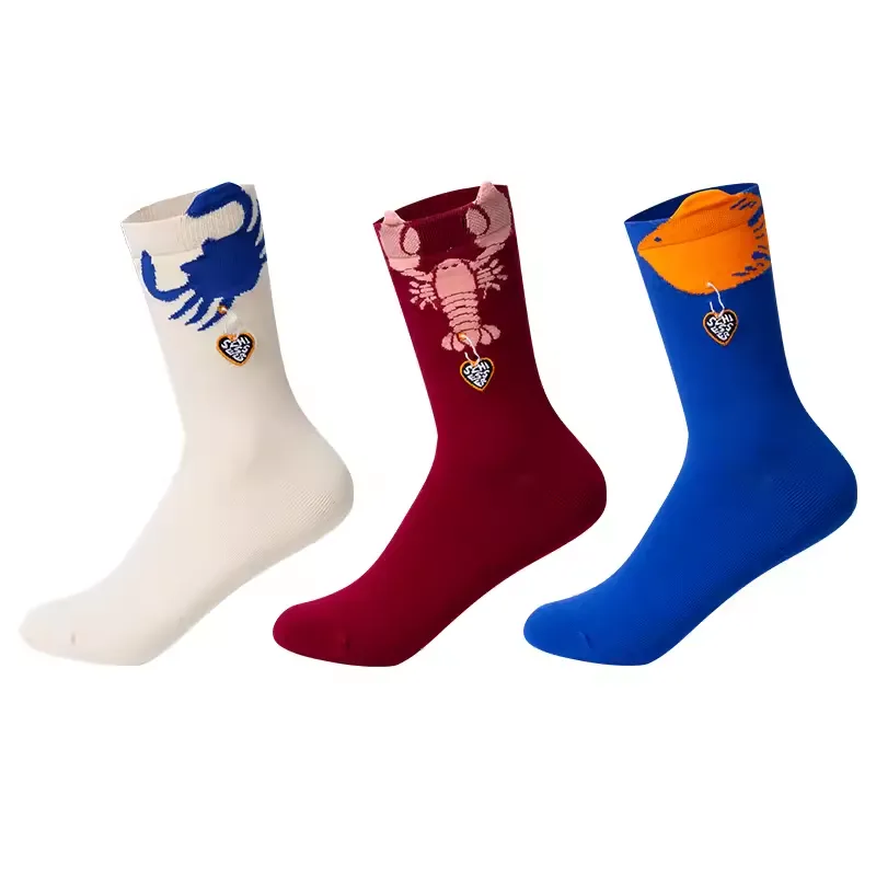 Women's Anti-Bacterial Embroidery Cotton Socks (3pcs Pack)