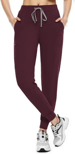 Women's Scrub Pants, Lightweight Soft Stretch Yoga Jogger with Elastic Drawstring Waistband, Mid-Rise Slim Fit Cargo Pants