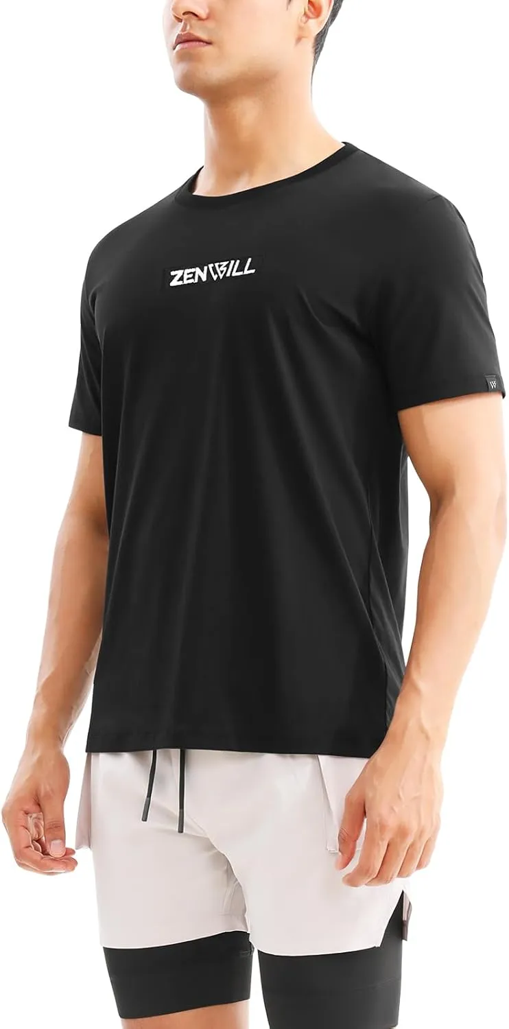 ZENWILL Mens QDry Gym T Shirts,Breathable Sports Shirts Muscle fit Lightweight Short Sleeve for Men Workout Training